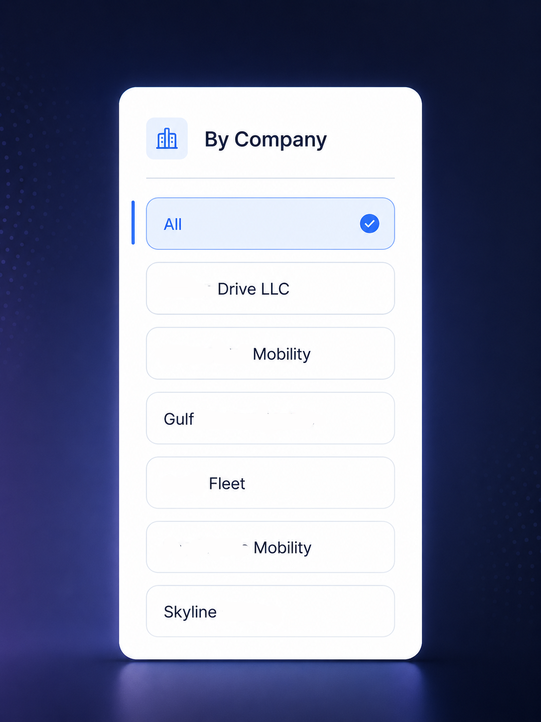 Dunes Drive company filter for car rental contract records