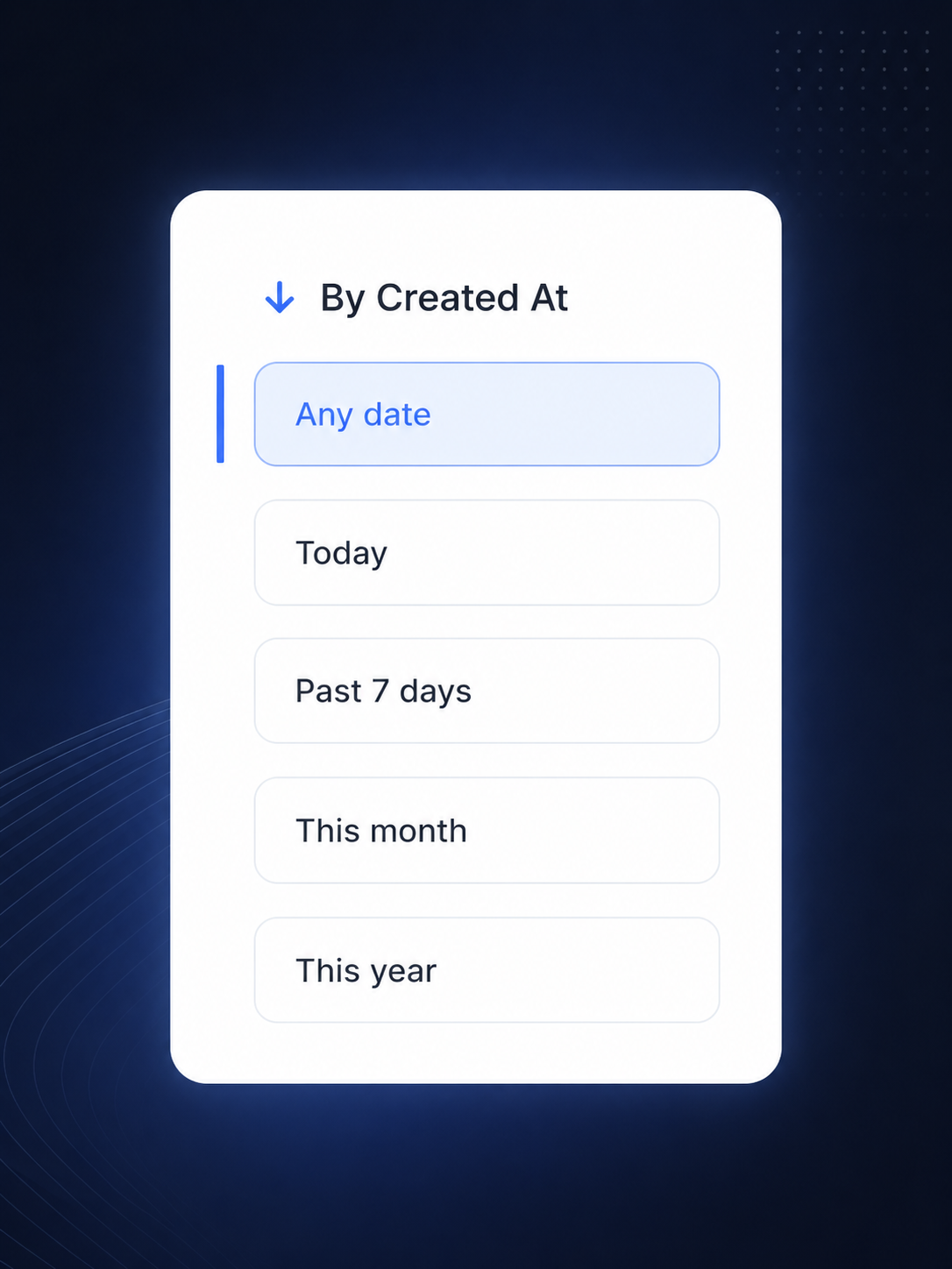Dunes Drive contract creation date filter for rental records